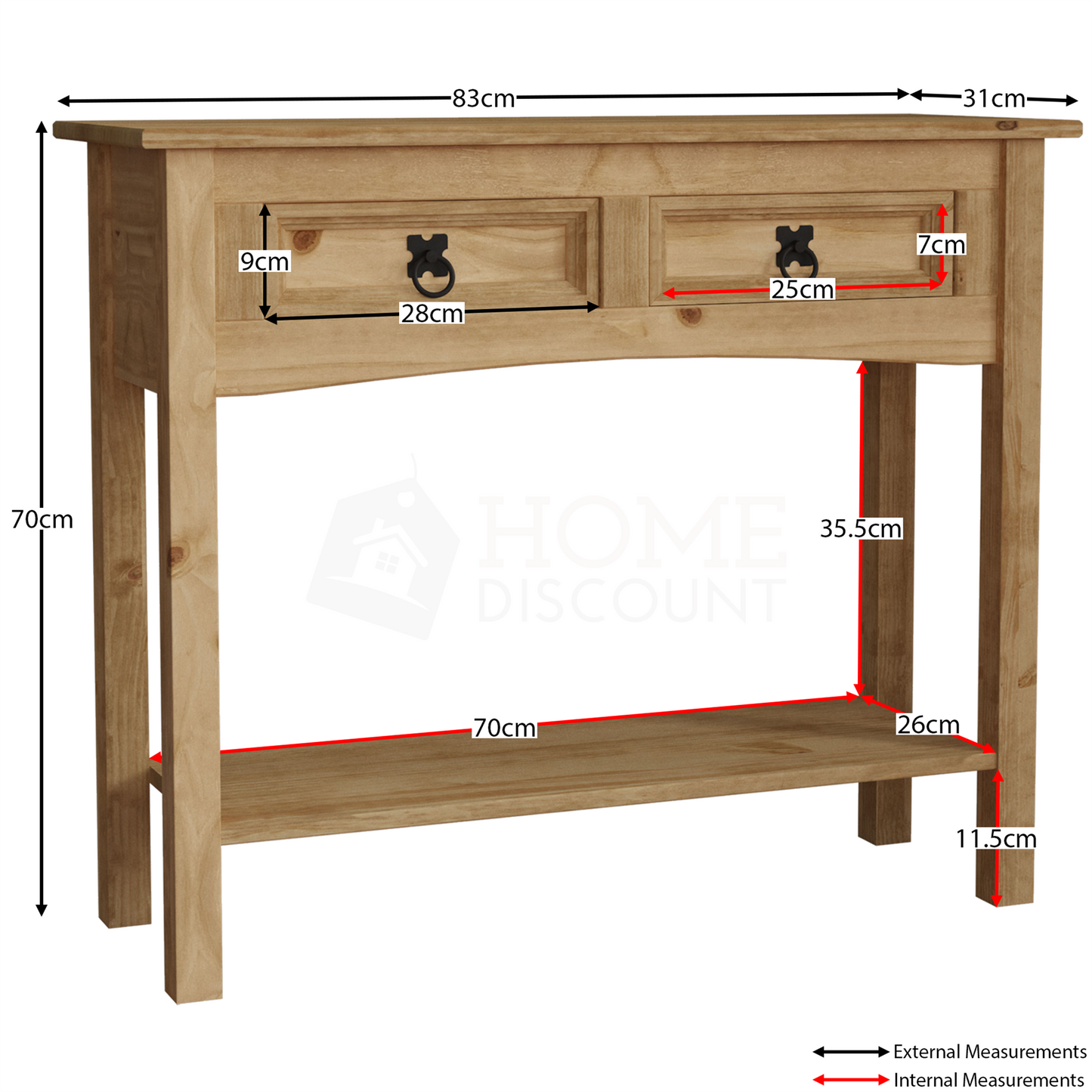 2 Drawer Console Table